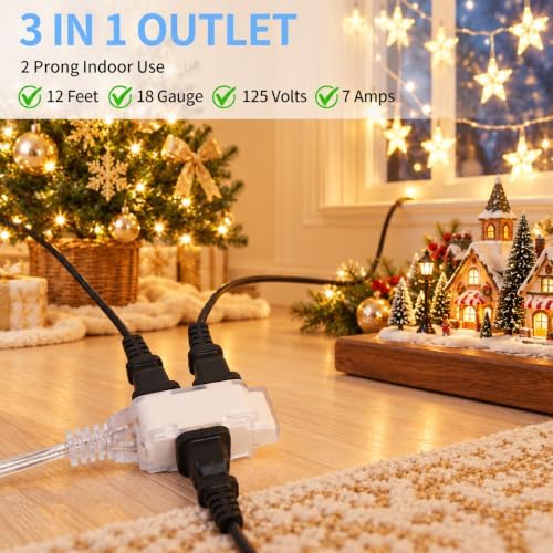 10 FT Clear Extension Cord with Foot Switch, 3 Outlets, 2 Pack - Image 3