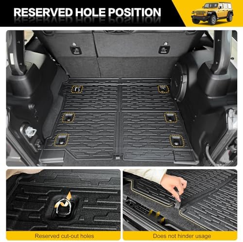 Rear Cargo Mat for 2018-2026 Jeep Wrangler JL Unlimited 4X4 Cargo Liners All Weather TPE Protection Anti-Slip Trunk Mat for 18-26 Wrangler JL 4X4 4 Door Accessories - Image 5