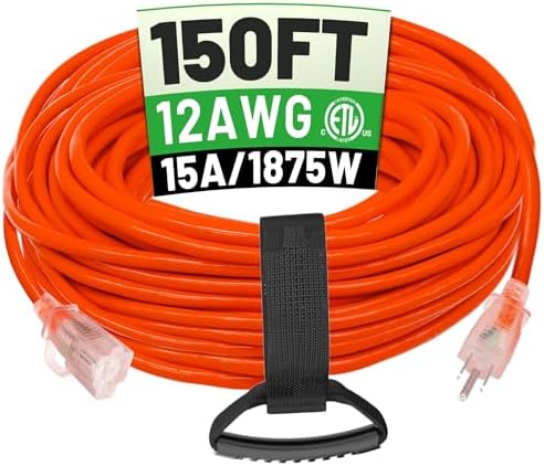POWGRN 150 FT 12/3 Outdoor Extension Cord Waterproof, Heavy Duty Power Cord by POWGRN
