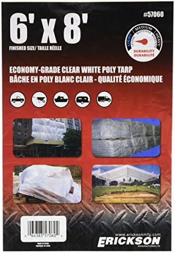 Erickson 57060 Clear White Economy Grade Poly Tarp, 6' x 8', 1 Pack - Image 2
