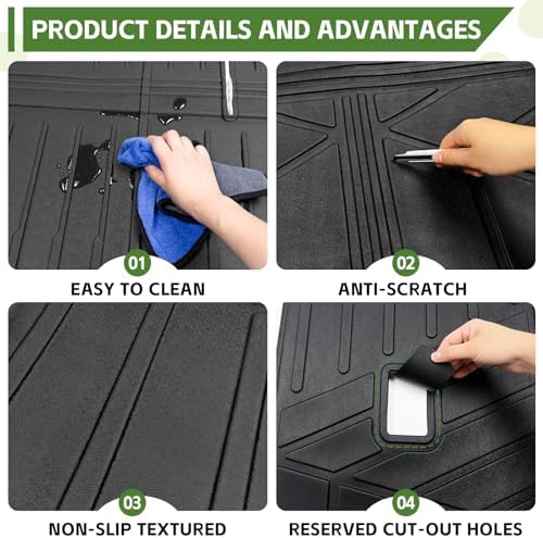 Cargo Liners for 2018-2024 Ford Expedition Max/Lincoln Navigator L Trunk Mat with Seat Back Cover Accessories, All Weather Rear Cargo Mat Backrest Protector(Only for Max & L Models) - Image 5