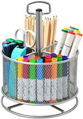 Marbrasse Mesh Desk Organizer, 360-Degree Rotating Multi-Functional Pen Holder, 4 Compartments Desktop Stationary Organizer, Home Office Art Supply Storage Box Caddy (silver) by Marbrasse