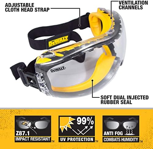 Dewalt DPG82 Concealer Anti-Fog Dual Mold Safety Goggle - 1 Pair - Image 2