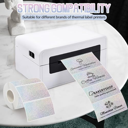 3" x 2" Holographic Thermal Label,Self-Adhesive Rectangle Thermal Sticker Labels for Logo Design,Price Tag,Thanks Card,Address,QR Code（Dots） - Image 4