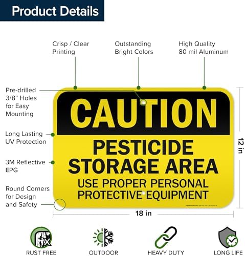 Caution Pesticide Storage Area Use Proper Personal Protective Equipment Sign, 12x18 Inches, 3M EGP Reflective .063 Aluminum, Fade Resistant, Made in USA by My Sign Center - Image 6