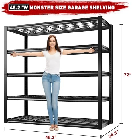 REIBII 48.2" W Storage Shelves for Garage, Adjustable Garage Shelving - Image 2