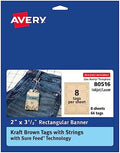 Avery Kraft Brown Banner Tags, Sure Feed Technology, 2" x 3.5", Laser/Inkjet Printable, 64 Total, Strings Included, Also Great for Gifts and Favors (80516) by Avery