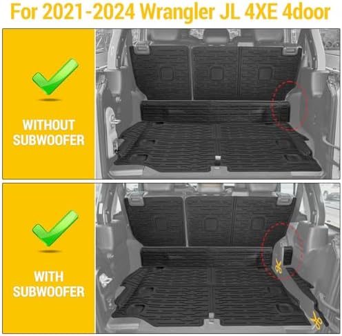 Cargo Mats for 2021-2026 Jeep Wrangler JL 4XE Trunk Mat with Backrest Liner All Weather TPE Protector Rear Back Seat Mats for 2021 2022 2023 2024 2025 2026 Wrangler JL 4XE 4 Door Accessories - Image 2