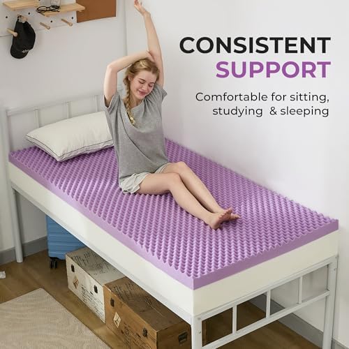 SINWEEK 3.8 Inch Egg Crate Memory Foam Mattress Topper Twin XL, Twin Extra Long Mattress Pads for College Dorm Room, Pressure Relieve CertiPUR-US Certified, 39x80 Inches - Image 3