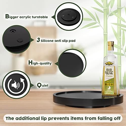 Turntable Vanity Tray, 9 Inch Bamboo Kitchen Sink Countertop Organizer - Image 6