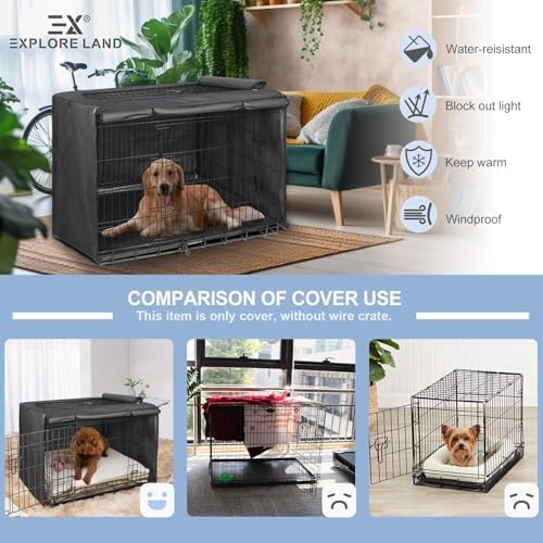Explore Land Dog Crate Cover, 38 inches, Black - Image 3
