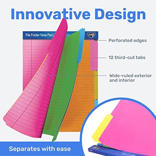 Find It File Folder Notepad - Pack of 36-9.5 x 12.5 Inch Notebook Organizer Folders for Filing, Document, and Clipboard Organization - Assorted Neon Colors - Image 3