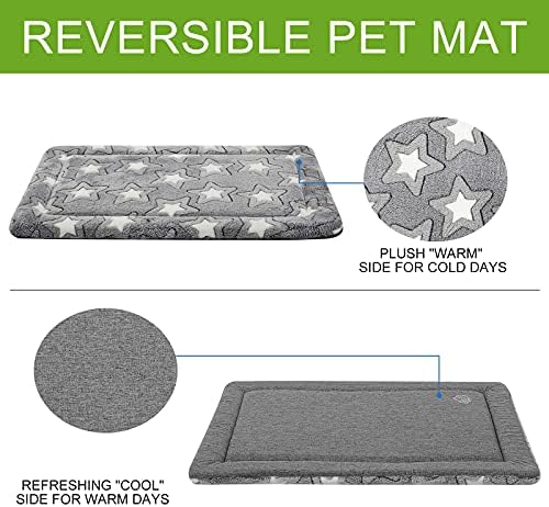 EMPSIGN Fancy Dog Bed Mat, Pet Bed Pad Reversible (Cool & Warm), Machine Washable Crate Pad, Pet Sleeping Mat for Small to XXX-Large Dogs, Grey, Star Pattern,XXL (48inch X30inch X1.1'') - Image 3