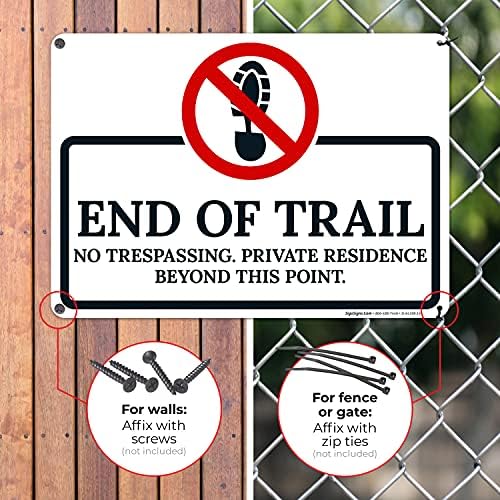 End of The Trail No Trespassing Private Residence Beyond This Point Sign, - Image 3