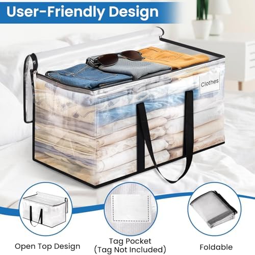 RoomHacks Moving Bags, Heavy Duty Large Storage Bags, 100L, 6 Pack, Clear - Image 3
