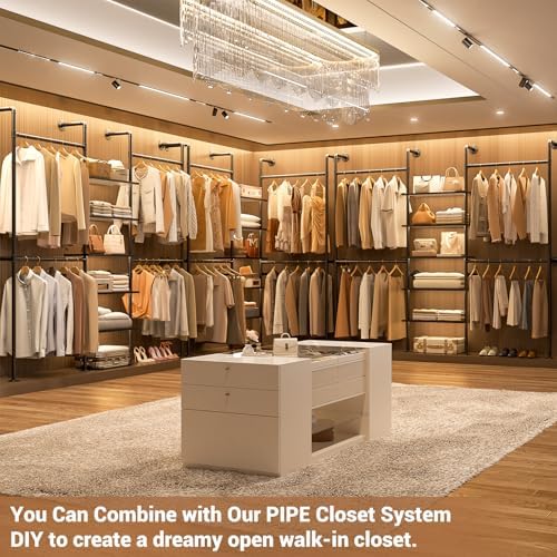 Aheaplus Industrial Pipe Clothing Rack, 6.42FT Closet Organizer System - Image 5