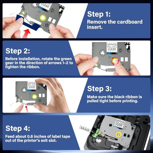 TZE-131 Compatible for Brother Clear Label Maker Tape 12mm 0.47 Laminated Replacement for TZ TZE TZE131 1/2" 8m Tape for P-Touch PT-D220 PTD220 PT-D210 PT-H110 PT-D200 PT-D400 Black on Clear (6 Packs) - Image 3