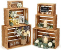 Set of 6 Decorative Wood Crates for Display, 6 Size Farmhouse Wooden Baskets Rustic Nesting Crates Decor Boxes with Handle for Storage, Container, Display, Christmas Decorations by Unknown