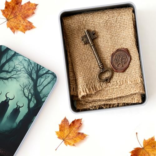 Large Metal Tins Box-7.1” x4.7”x2“ Rectangular Empty Storage Box With Lid Decorative Organizer Storage Tin Case For Office/Cookie/Candy/Jewelry/Photo/Letter-Skull Forest - Image 4