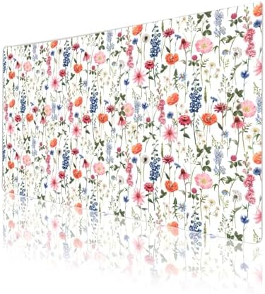 Colorful Star Large Mouse Pad, Watercolor Floral Desk Mat Office Supplies, Waterproof Faux Leather Big Gaming Mousepad for Women Girls, Flowers Desk Pad Home Office Décor Accessories 23.6" x 13.8" - Image 5