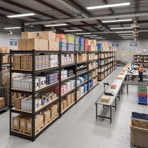 REIBII Garage Shelving, 5-Tier Storage Shelves Load 2025LBS, Adjustable Storage Rack for Garage, Pantry, Closet, Steel Frame, 28.1" W x 60" H x 12.1" D, Black, 2PC - Image 2