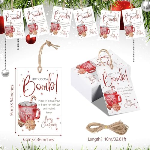 Gersoniel 200 Pcs Christmas Snowflake Hot Cocoa Bomb Instruction Tags - Image 2