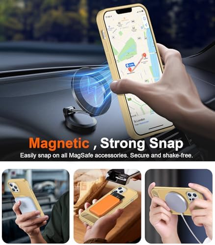 Temdan Magnetic Compatible with iPhone 12 Case & iPhone 12 Pro Case, [Built-in Invisible Kickstand][Compatible with MagSafe][Military Grade Shockproof] Slim Translucent Matte Phone Case 6.1" - Image 5