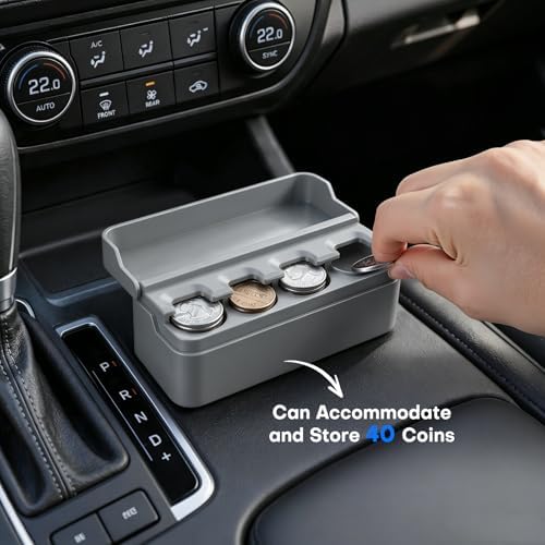 SINGARO Coin Holder for Car, Coin Change Organizer Compatible with Coins of Different Sizes, Dash-Mounted Holder Suitable for Most Cars, Trucks(Gray) - Image 4