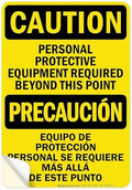 Caution Personal Protective Equipment Required Beyond This Point Bilingual Osha Sign, 10x7 Inches, 4 Mil Vinyl Decal Stickers Weather Resistant, Made in USA by My Sign Center by MySignCenter
