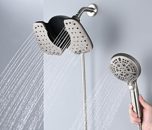 INAVAMZ Rain Shower Head with Filtered Handheld Spray Combo Nickel 2.5 GPM - Image 2