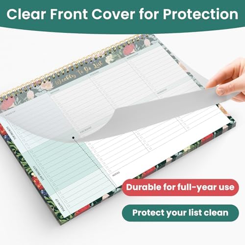 Weekly To Do List Notepad with 52 Undated Sheets（8.5"×11"）- Undated Weekly Planner Notepad for Office Desk Accessories and Supplies - Sage Blossom - Image 4