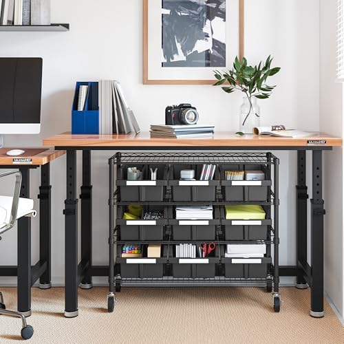 4-Tier NSF 9-Bin Steel Wire Shelving Rack, 36"W x 14"D x 31"H, Graphite - Image 4