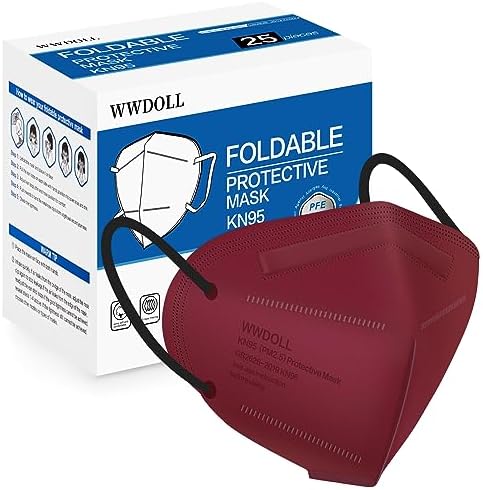 WWDOLL KN95 Face Mask 25 Pack, 5-Layers Breathable Disposable KN95 Masks by WWDOLL