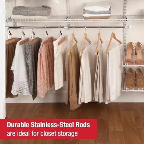 Rubbermaid Configurations Custom Closet Kit 6-10 Ft. Adjustable Metal Wire Shelving White Finish Expandable Organization System Hardware Included for Home Closet/Pantry/Laundry/Mudroom - Image 5