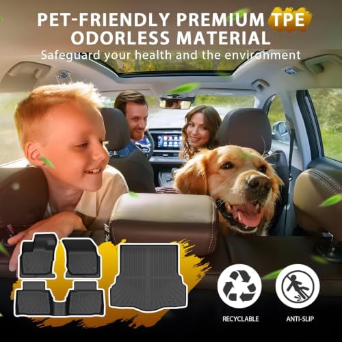 Powerty Floor Mats Cargo Liner for Ford Fusion/Lincoln MKZ Gas Model(Not for Hybrid) 2017-2020 All Weather 3D TPE Anti-Slip Car Protection, 1st & 2nd Row Set with Rear Cargo Mat Accessories - Image 2