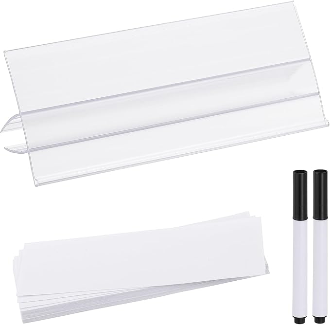 PATIKIL 3.9" x 1.7" Wire Shelf Label Holder, 30 Pack Reusable Plastic Price Tag by PATIKIL