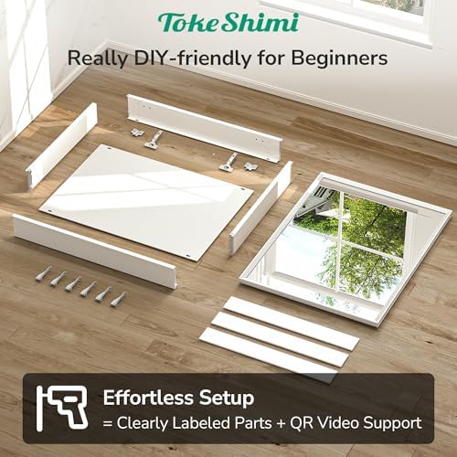 TokeShimi 30 x 26 White Recessed Medicine Cabinet with Mirror, Assembly Required, Bathroom Medicine Cabinet with Mirror, Stepless Adjustable Shelves, Beveled Aluminum Frame, DTC Hinge - Image 3