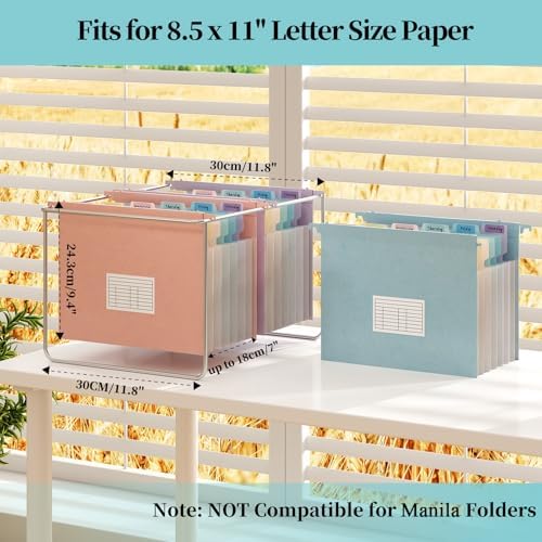 Expanding Hanging File Folders for Filing Cabinet, 7 Accordion Pockets, 1.2'' Expandable, Multi-Color Tabs, Letter Size, 50% Wheat Straw, 3 Pack (Assorted Pastel) - Image 2