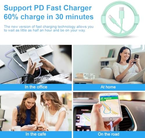 iPhone 14 13 12 Fast Charger 20W PD USB C Wall Charger with 6FT Fast Charging Cable for iPhone 14/14 Pro/14 Pro Max/14 Plus/13/12/11/Pro/Pro Max/Mini/Xs Max/X, iPad - Green - Image 6