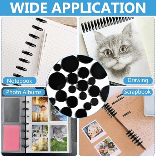Supkiir 36Pcs Discbound Expansion Discs, (2",1-3/8",1") Black Plastic Book Binding Discs, Binder Rings Disc Notebook Disc Binder System for DIY Notebooks Planner Scrapbooking Supplies - Image 7