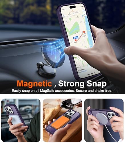 Temdan Magnetic Compatible with iPhone 16 Pro Case, [Built-in Invisible Kickstand][Compatible with MagSafe] [Military Grade Shockproof] Slim Translucent Matte Phone Case for iPhone 16 Pro 6.3" - Image 6