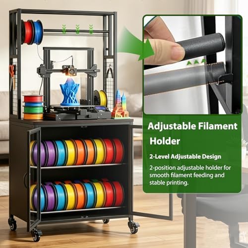3D Printer Stand 29.5" Cabinet, Dustproof & Moisture-Proof, Rolling Black - Image 2