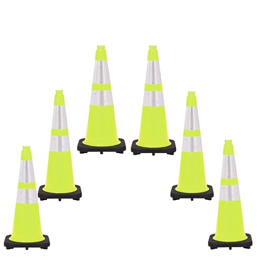 6 Pack 28" Inch Lime Traffic Safety Cones by TRAFFIC+KONTROL