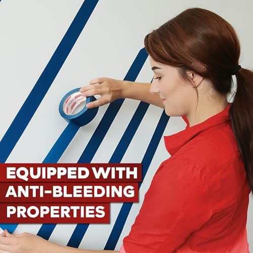 XFasten Blue Painter's Tape, 2 Inch x 60 Yards (24-Pack) Blue Painters Masking Tape Bulk - Sharp Edge Line Technology, Produces Sharp Lines | Residue-Free and Artisan Grade Wall Trim Tape - Image 6