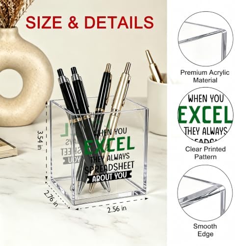 Funny Office Acrylic Cosmetic Pen Pencil Holder Cup, Accountant Gifts for Women Men, When You Excel They Always Spreadsheet About You Pencil Organizer, Humor Unique Desk Accessories（A06） - Image 2