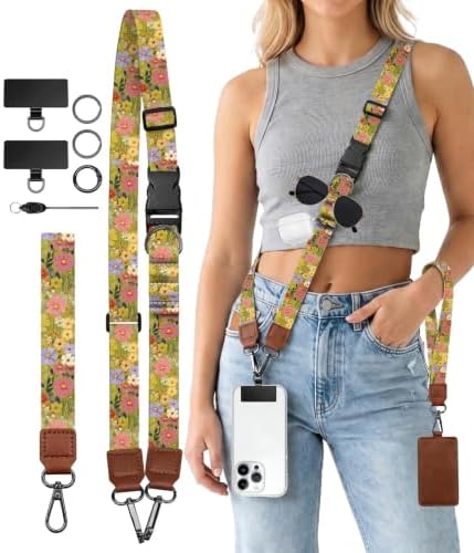 Floral Art Painting Phone Lanyard Crossbody Wrist Strap Women by Sukyerios