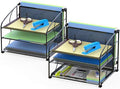 Simple Houseware 3-Tier Desk Organizer with Sliding Drawer, Black, 2-Pack by SimpleHouseware