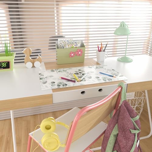Colorful Star Large Mouse Pad, PU Leather Waterproof Desk Mat, Computer Gaming Mouse Pad, XXL Full Extended Mousepad Non Slip Desk Pad for School Office Home 23.6" x 13.8" - Soft Eucalyptus - Image 7