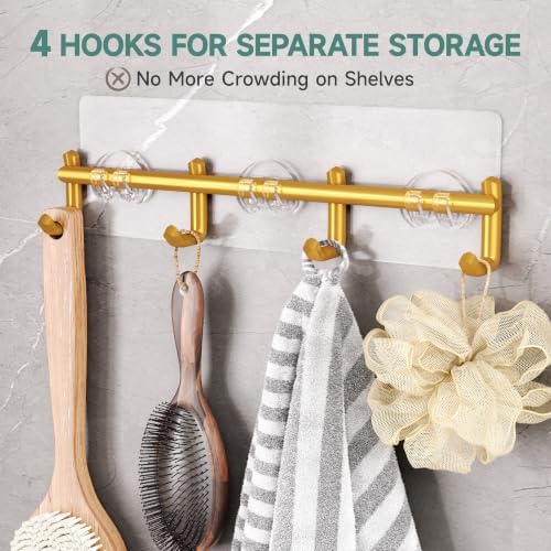 Veken Shower Caddy 6-Pack with Hooks, Bathroom Organizers & Storage, Gold - Image 5