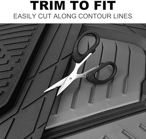 CAR PASS Heavy Duty Rubber Car Mats, Deep-Dish Car Floor Mats All Weather, Universal Two-Tone Trim-to-Fit for SUVs Trucks Sedans, Waterproof Anti-Slip, 3 Pieces V12 Black and Charcoal - Image 5